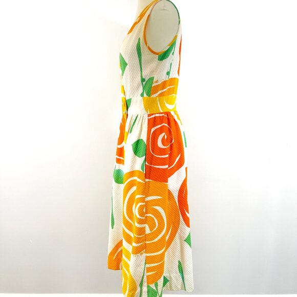 Vintage Handmade Cotton Wrap Dress – Size 2 – Abstract Rose Print - Picture 6 of 8